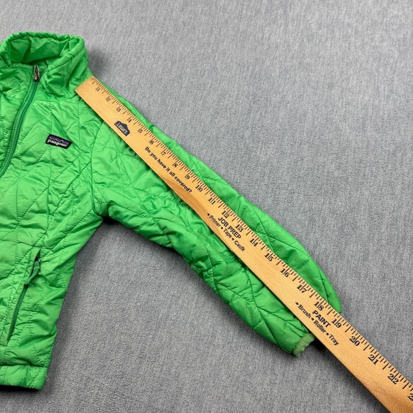 Patagonia Jacket Girls XS 5/6 Green Nano Puffer Full Zip Primaloft Mock Neck - Picture 15 of 16